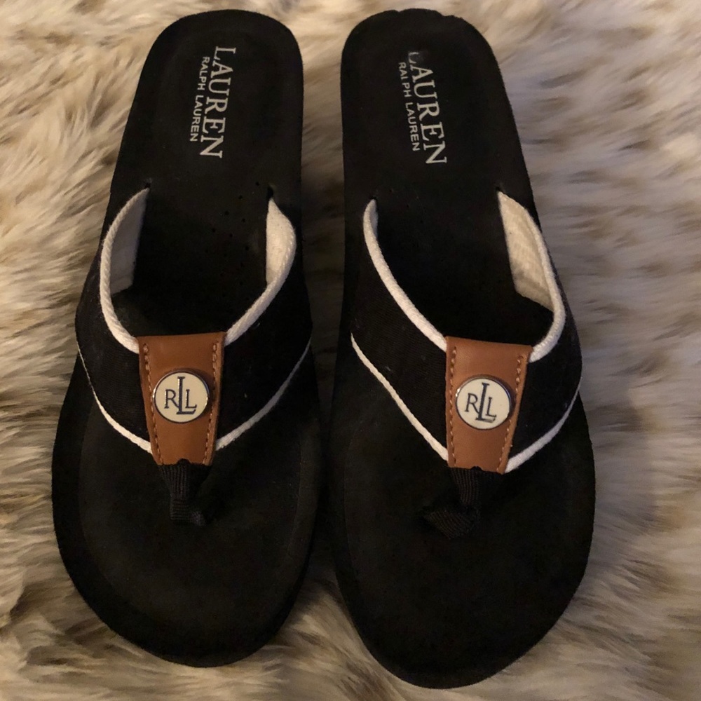 Ralph Lauren wedge flip flops